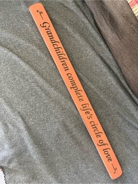 Wooden Wall Sign "Grandchildren complete life's circle of love" - Orange Script